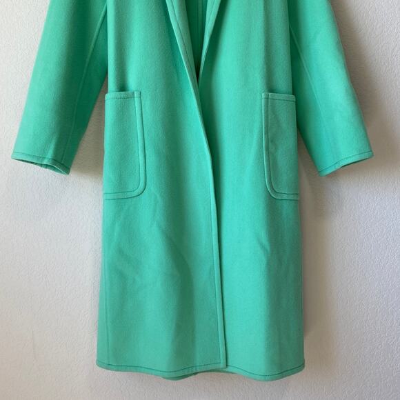 HELMUT LANG Single Breasted Belted Long Pea Coat Wool Cashmere XS Mint Green - Picture 4 of 10